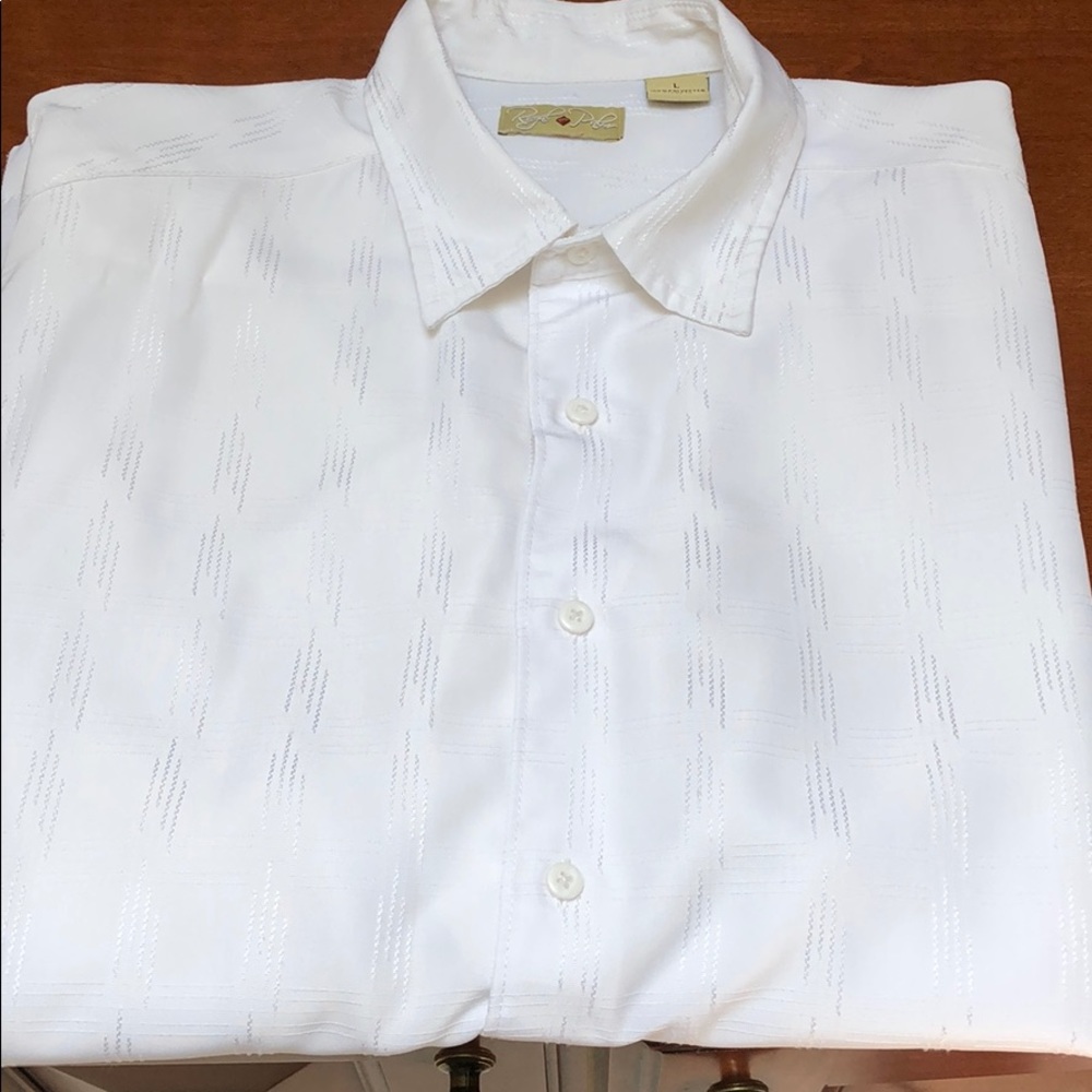 White Royal Palm men's button down shirt